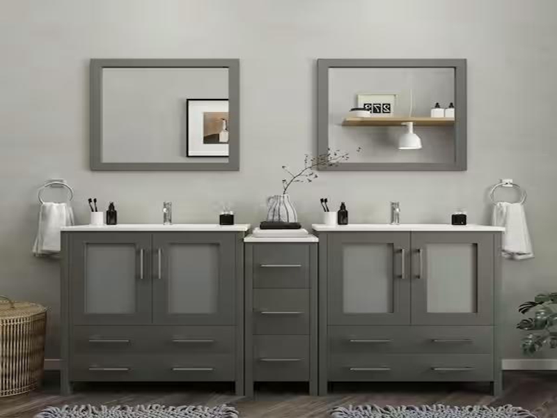 Высококачественный двойной туалетный столик в стиле шейкера с зеркалом в деревянной рамке