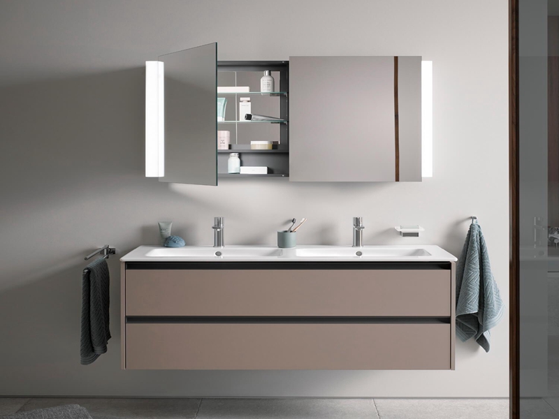 Высококачественный индивидуальный матовый лакированный туалетный столик из массива дерева с зеркальным шкафом