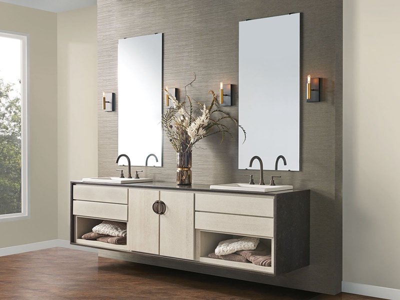 Популярный туалетный столик для ванной комнаты из твердой древесины во французском стиле с матовой кремовой отделкой