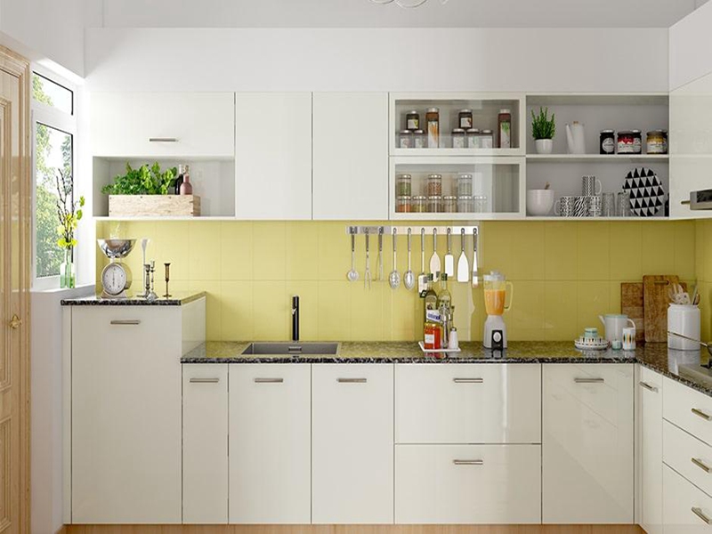 Кухонные шкафы из цельной древесины с плоской панелью в современном стиле белые стильные