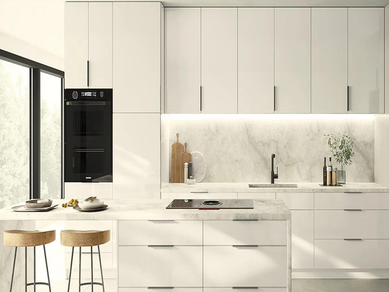 Кухонные шкафы плоской панели современного стиля с белой отделкой меламином