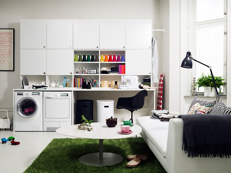 Шкаф для стирки нового дизайна белый современный с офисным игровым пространством