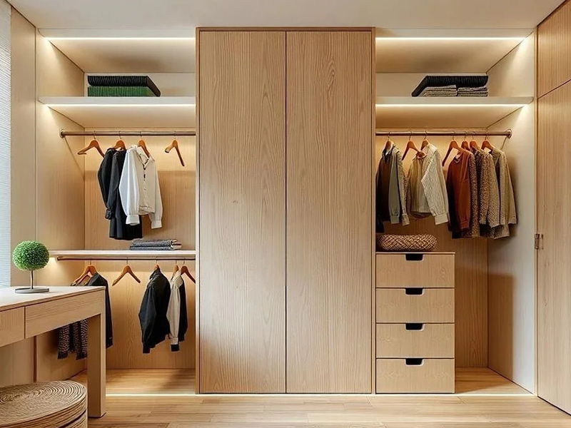 Wood Wardrobe with LED Light