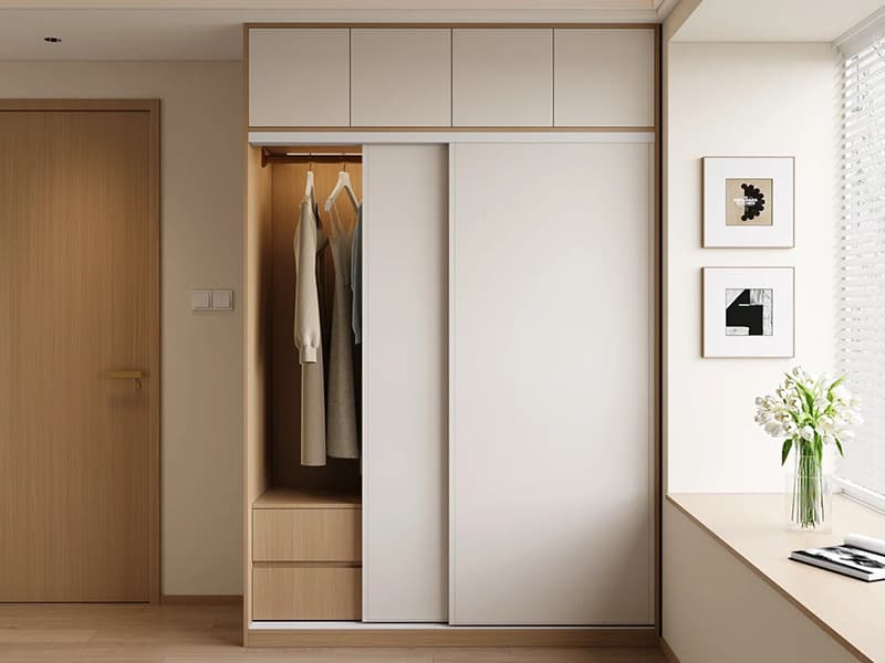 Custom White Sliding Door Wardrobe