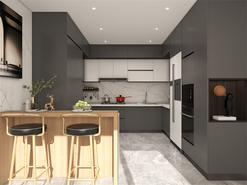 Серый цвет, дизайн кухни небольшого пространства